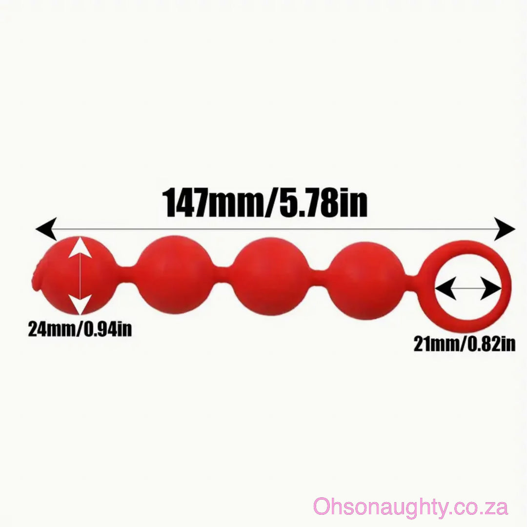 Silicone Anal Plug with Pull Beads Red Oh So Naughty