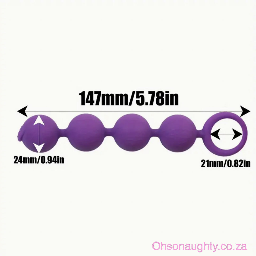 Silicone Anal Plug with Pull Beads Purple Oh So Naughty