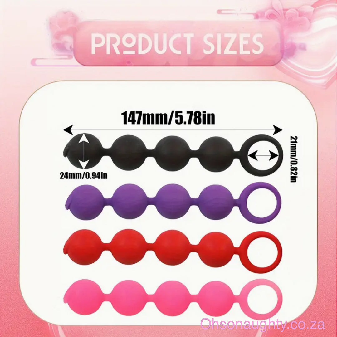 Silicone Anal Plug with Pull Beads Oh So Naughty