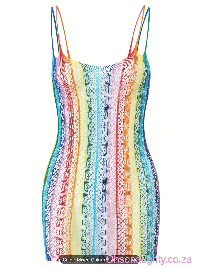 Rainbow Semi-sheer Dress Oh So Naughty