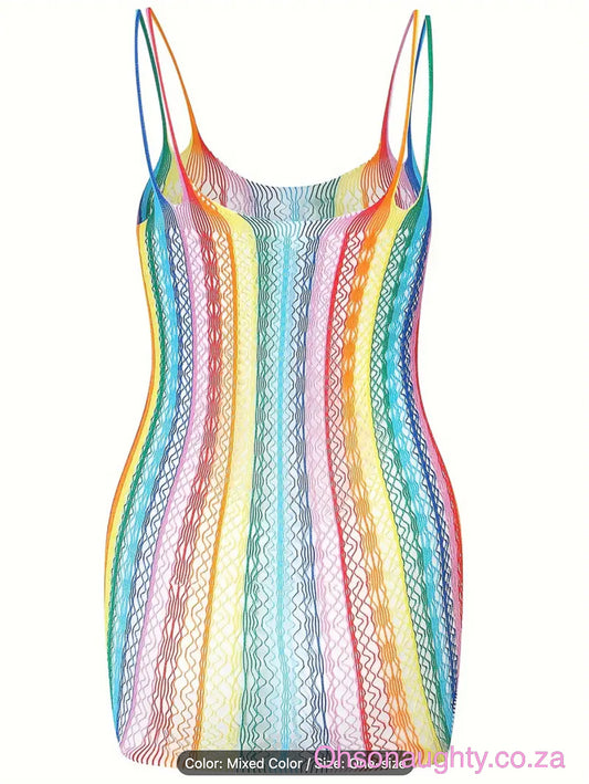 Rainbow Semi-sheer Dress Oh So Naughty