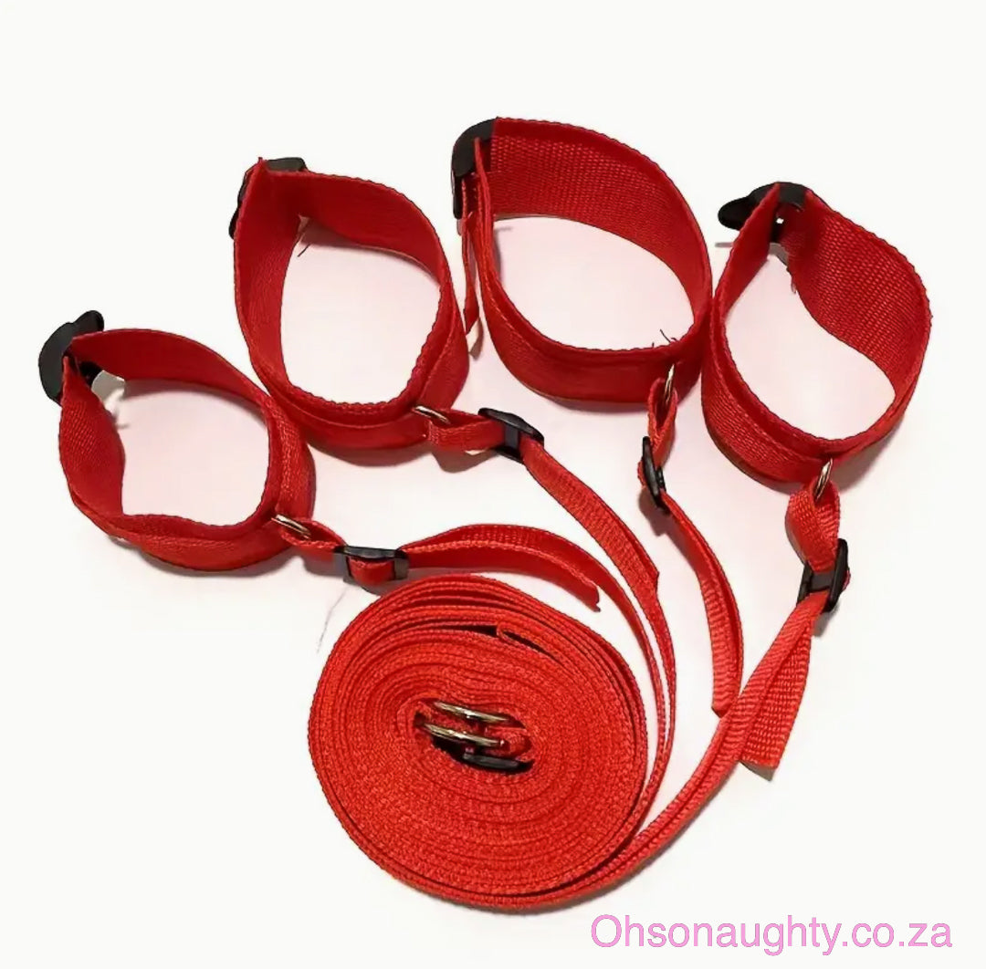 Under Bed Sex Bondage Restraints With Hand & Ankle Restraints Red Oh So Naughty