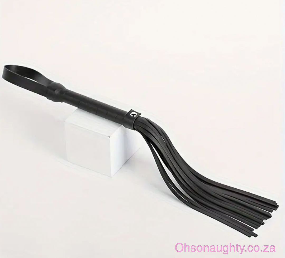 Leather Feel Flogger Black Oh So Naughty