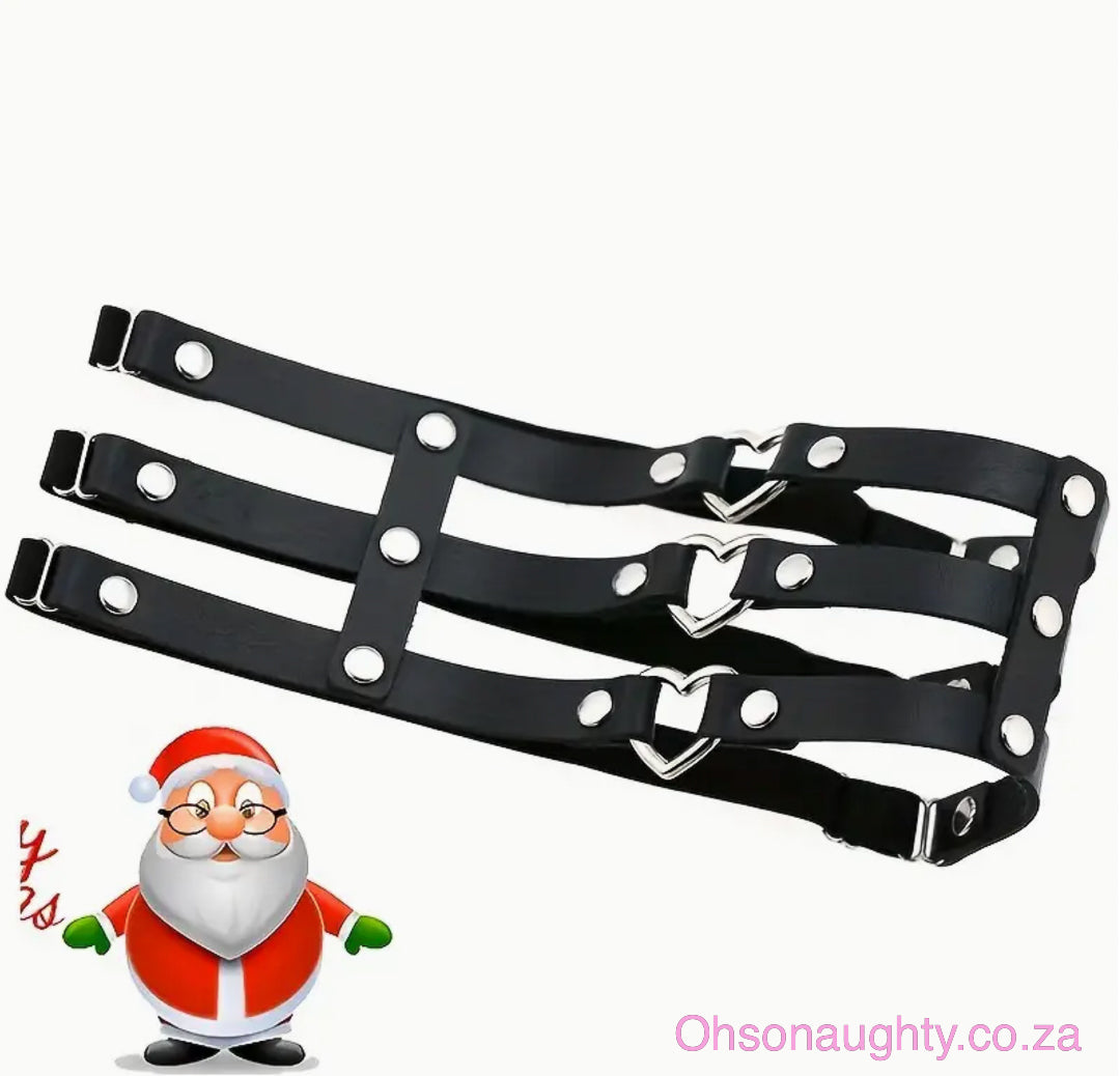 PU Leather Heart Shaped Garter Belt Oh So Naughty