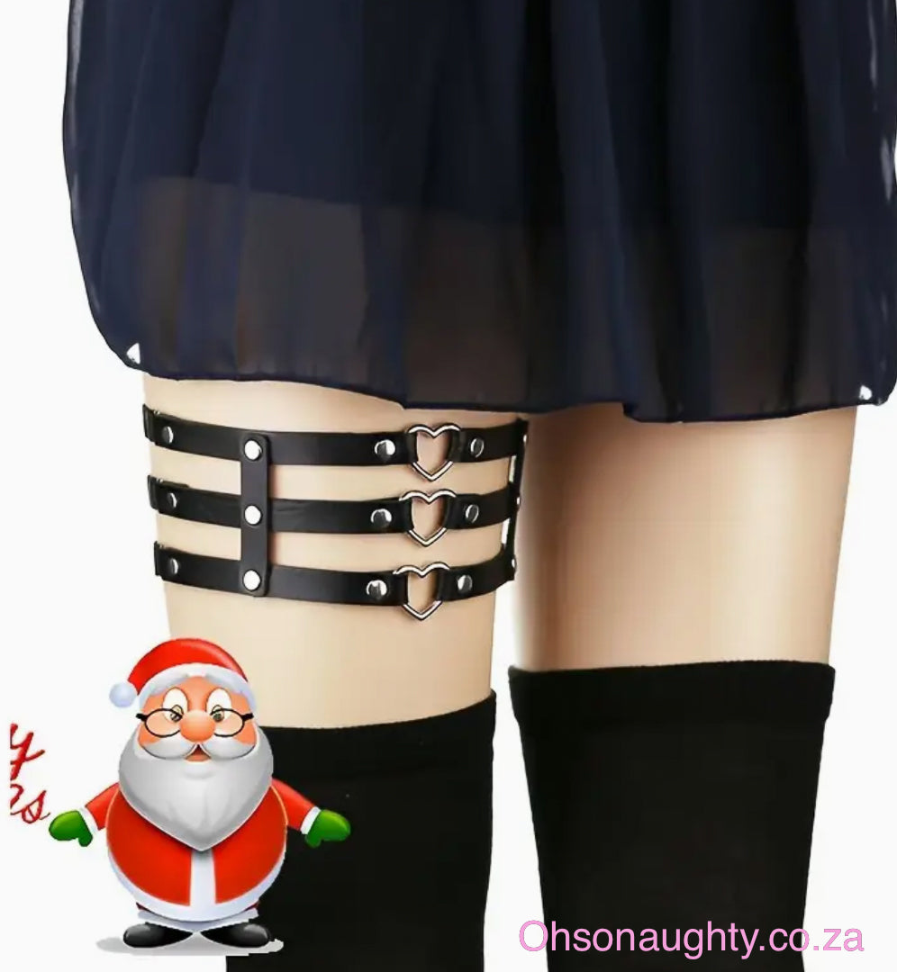 PU Leather Heart Shaped Garter Belt Oh So Naughty