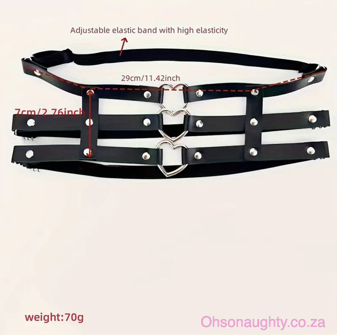 PU Leather Heart Shaped Garter Belt Oh So Naughty