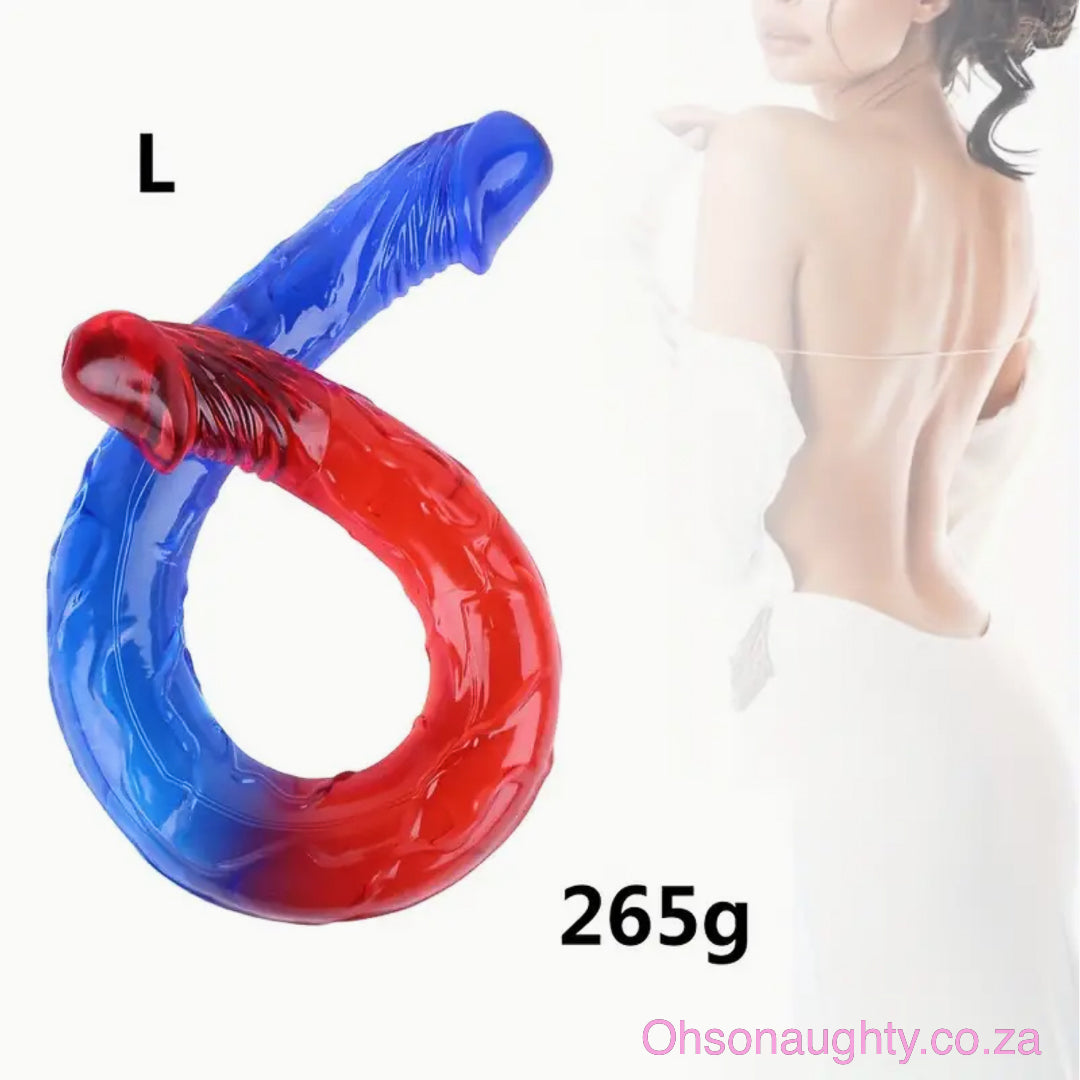 Double Ecstasy Silicone Dildo 44cm Red and Blue Oh So Naughty