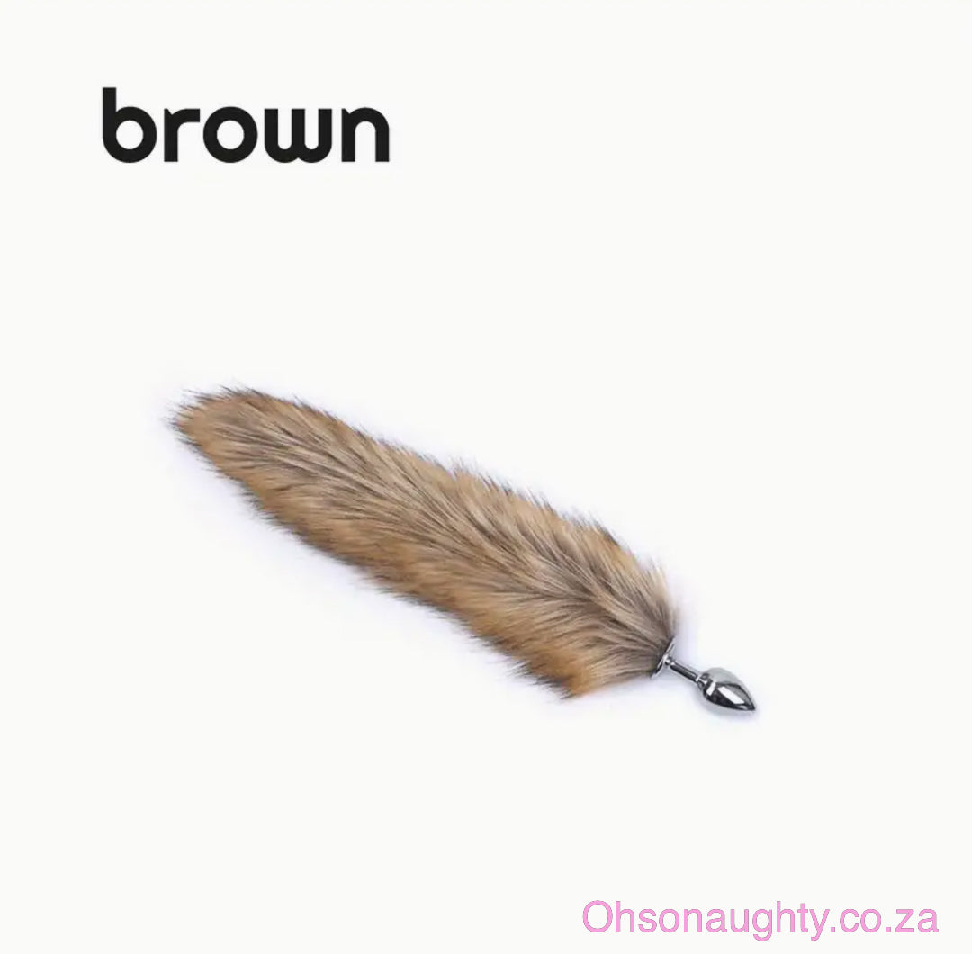 Fluffy Fox Tail - Metal Anal Plug Brown Oh So Naughty