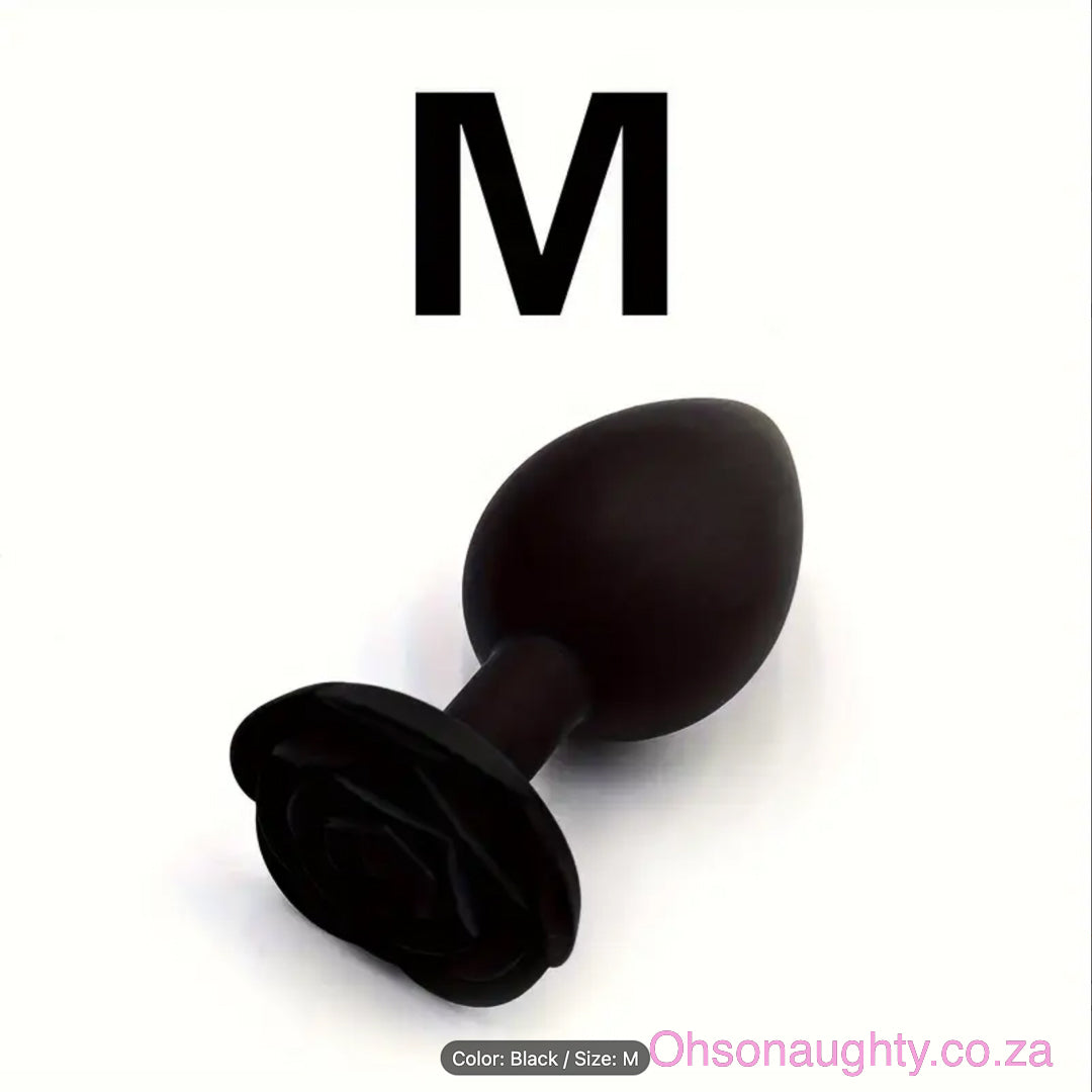 Rose Silicone Anal Plug- Black Medium Oh So Naughty