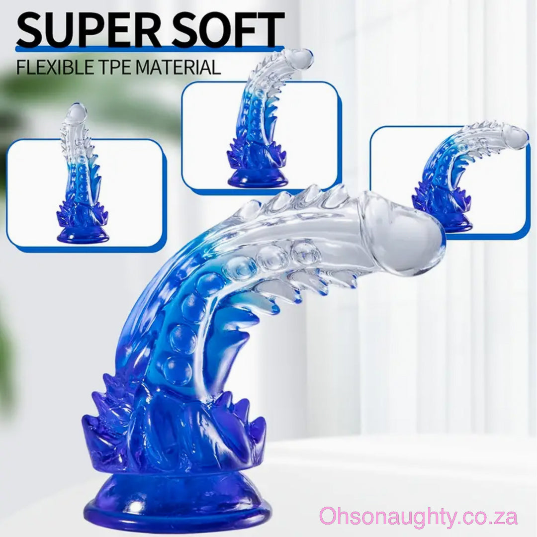 Fire and Ice Monster Dildo (10 inch) Ice (Blue) Oh So Naughty