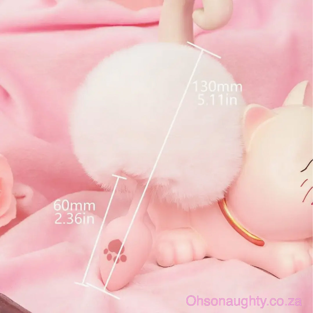 Pink Fluffy Tail Butt Plug Silicone White Oh So Naughty