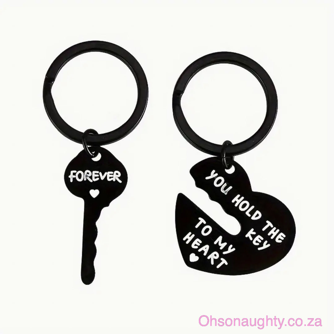 2pcs/set Stainless Steel Heart Lock & You Hold The Key To My Heart Keychain Oh So Naughty