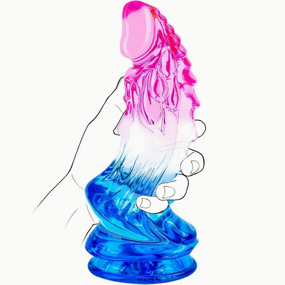 Pink Transparent and Blue Wolf Dildo 22cm