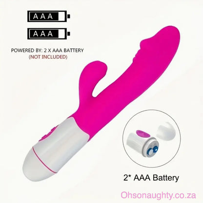 30 speed G Spot Dildo Rabbit Vibrator, Used For Women's Dual Vibration Pink Battery operated Oh So Naughty