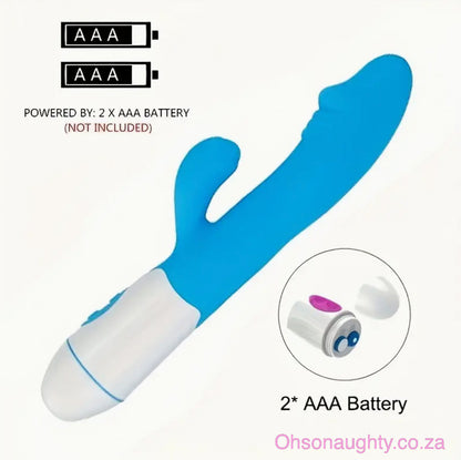 30 speed G Spot Dildo Rabbit Vibrator, Used For Women's Dual Vibration Blue Battery operated Oh So Naughty