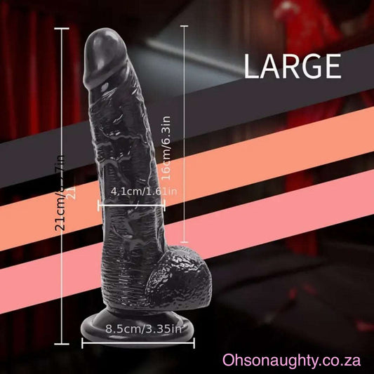 Black Deluxe Realistic Dildo for Female Pleasure - Silicone Adult Sex Toy with Suction Cup Oh So Naughty