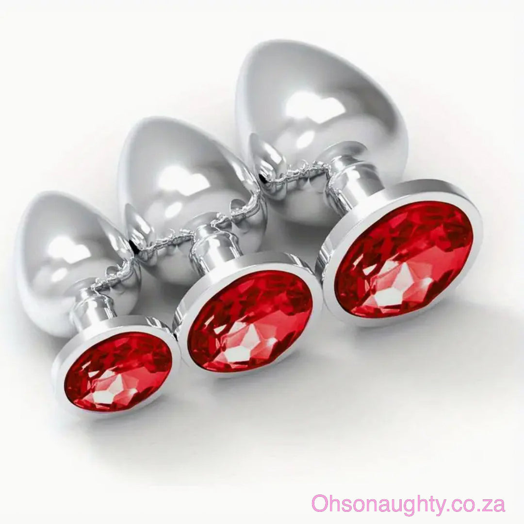 3pcs Stainless Steel Anal Trainer Set Red Oh So Naughty