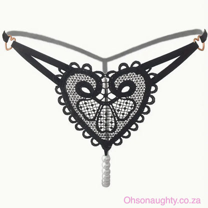 Pearly Heart Shape Thong Oh So Naughty