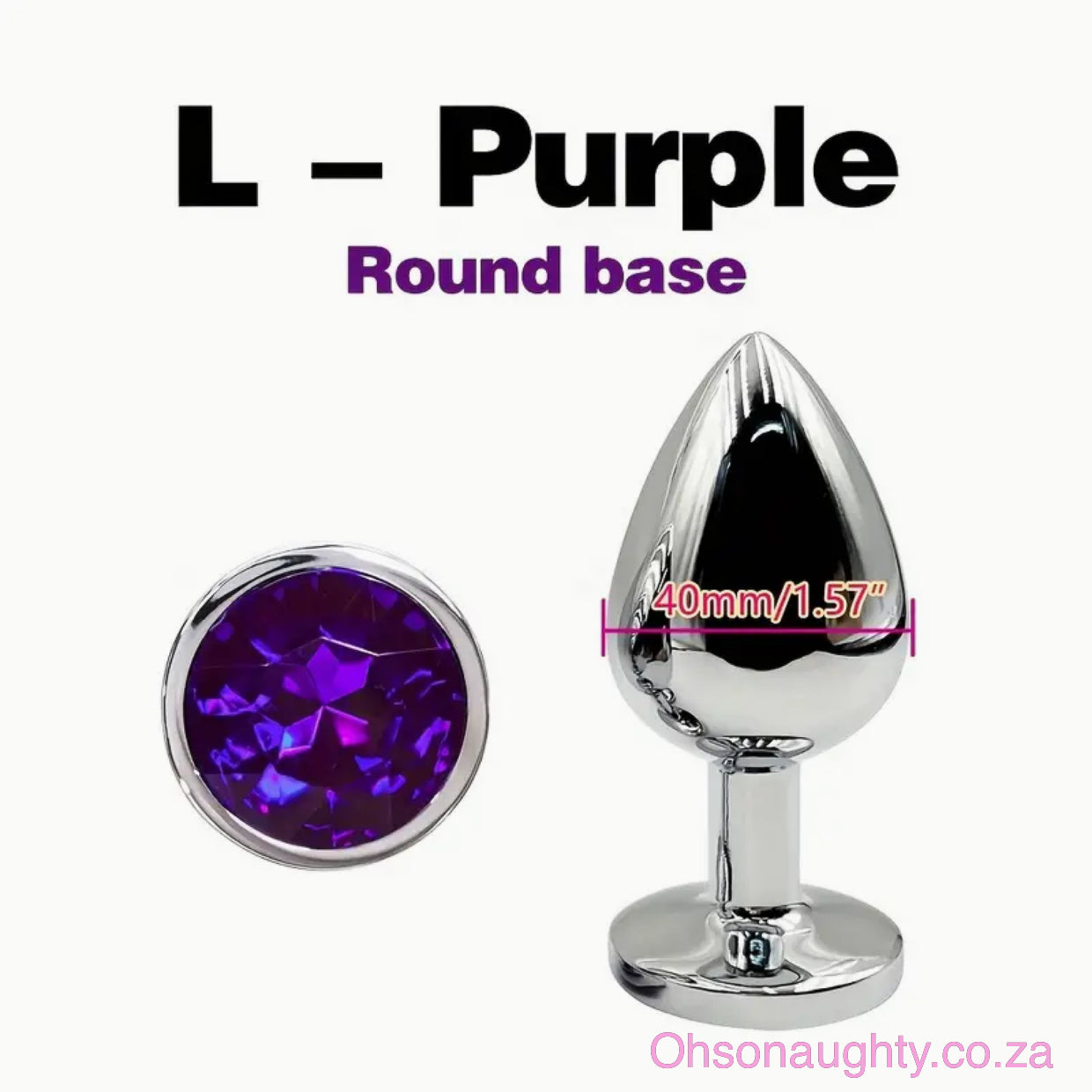 Steel Anal Plug with Purple Colour Gem Stone Large Oh So Naughty