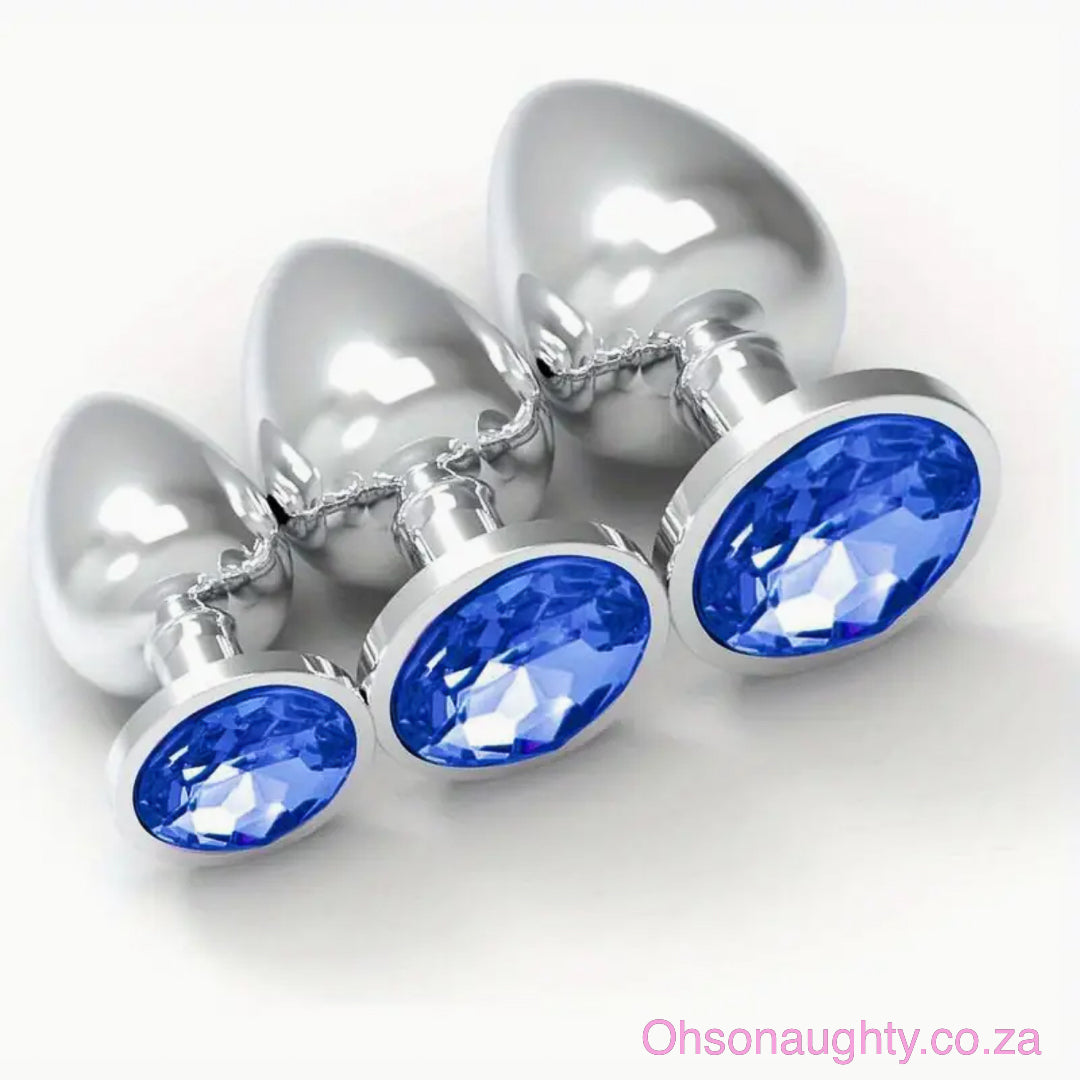 3pcs Stainless Steel Anal Trainer Set Blue Oh So Naughty