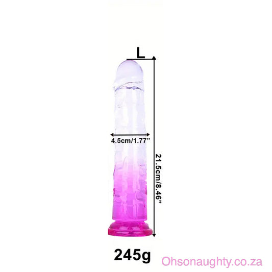 Purple/Transparent Dual-Tone Crystal Dildo Large Oh So Naughty