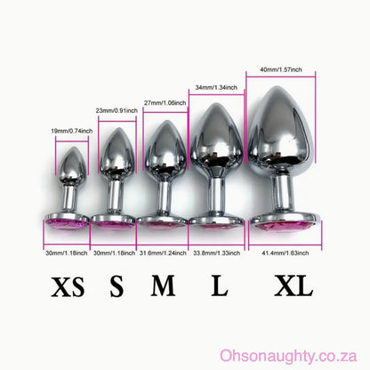 Steel Anal Plug with Pink Colour crystal Extra Large Oh So Naughty
