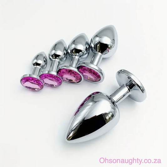 Steel Anal Plug with Pink Colour crystal Oh So Naughty