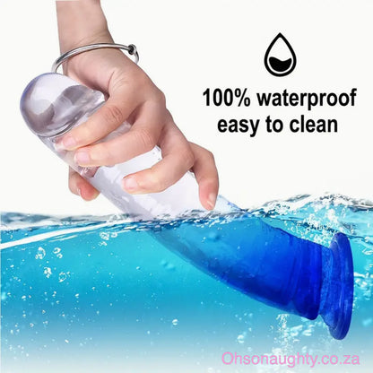 Blue/Transparent Dual-Tone Crystal Dildo Oh So Naughty
