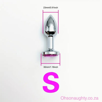 Steel Anal Plug with Pink Colour crystal Small Oh So Naughty