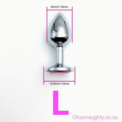 Steel Anal Plug with Pink Colour crystal Large Oh So Naughty