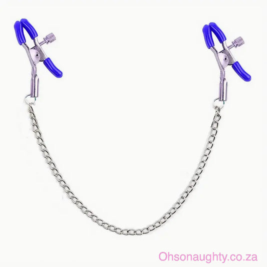 Nipple Clamps With Chain Blue Oh So Naughty