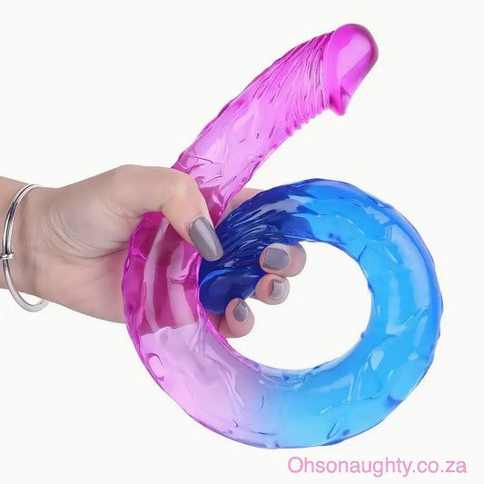 Double Ecstasy Silicone Dildo 44cm Pink and Blue Oh So Naughty