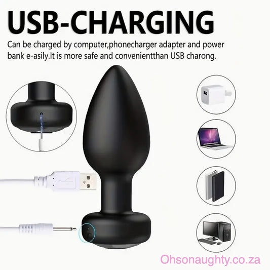 USB Rechargeable Anal Plug Toy with 10 Frequency Vibration Oh So Naughty