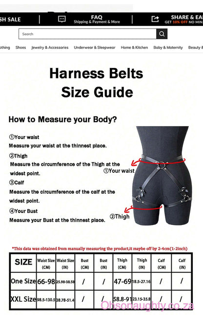1PC Women Leather Waistband Bow Thigh Garter Harness Oh So Naughty