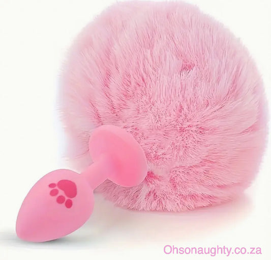 Pink Fluffy Tail Butt Plug Silicone Pink Oh So Naughty