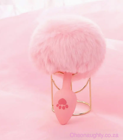 Pink Fluffy Tail Butt Plug Silicone Oh So Naughty