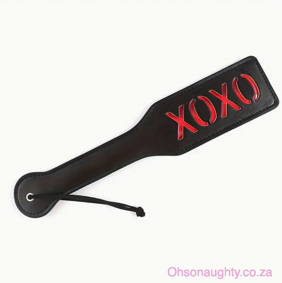 XOXO Double Leather Spanking Paddle Black Oh So Naughty