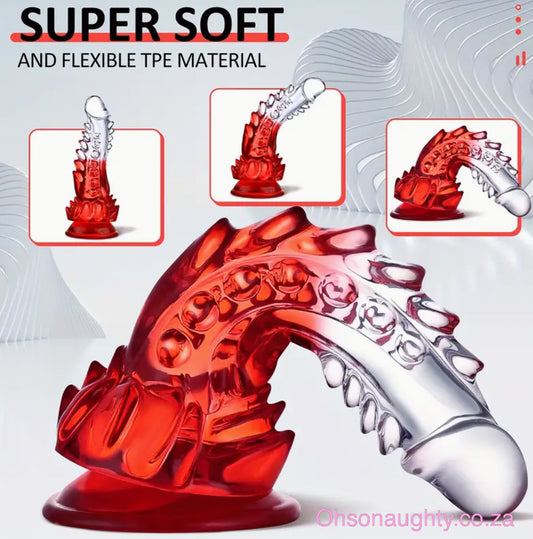 Fire and Ice Monster Dildo (10 inch) Fire (Red) Oh So Naughty