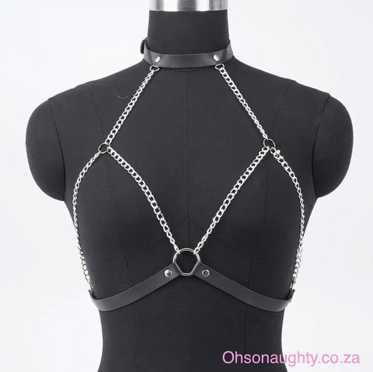 Sexy Strappy Bra Belt With Chain And Circle Design Oh So Naughty