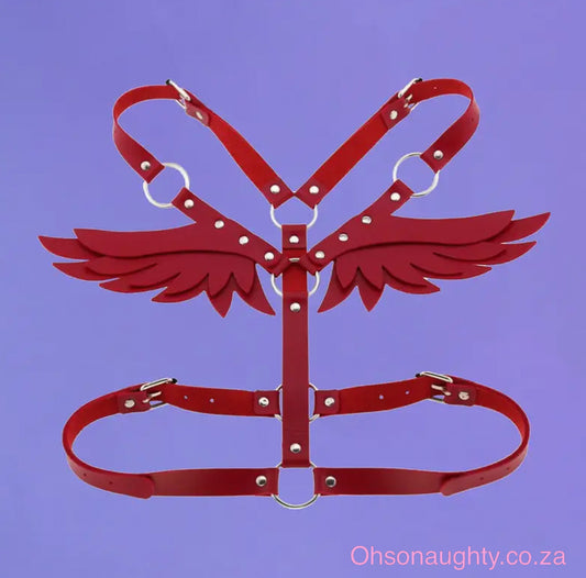 Sexy Punk Angel Wings Harness Belt RED Oh So Naughty