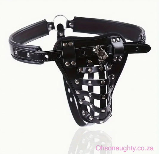 Men's SN Erotic Sex Toys Adjustable PU Leather Chastity Pants Oh So Naughty