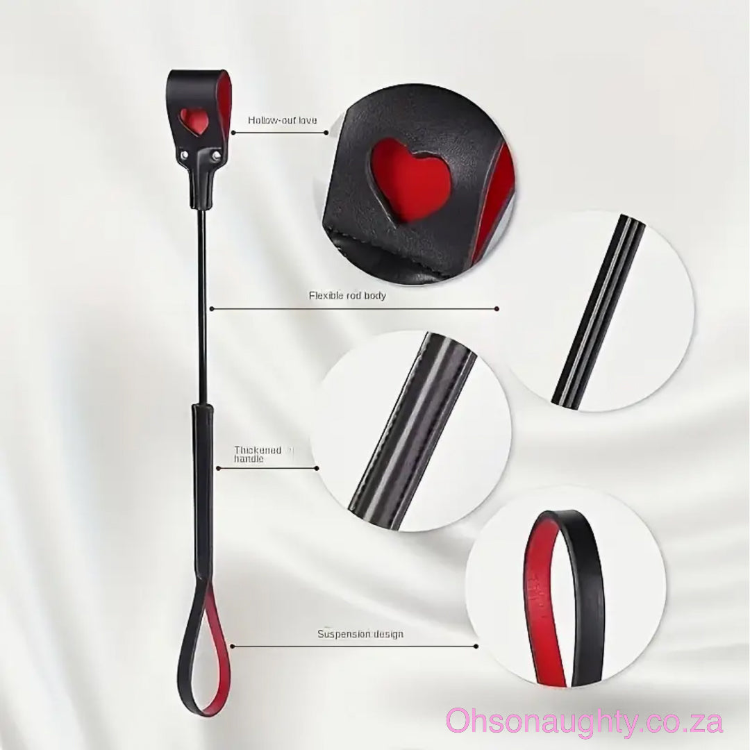 Premium Faux Leather Whip with heart design Oh So Naughty