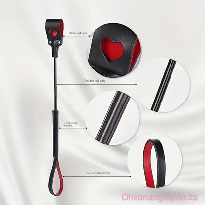 Premium Faux Leather Whip with heart design Oh So Naughty