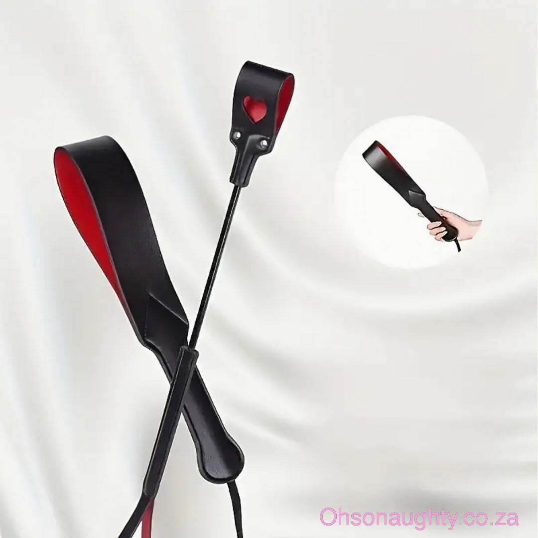 Premium Faux Leather Whip with heart design Oh So Naughty