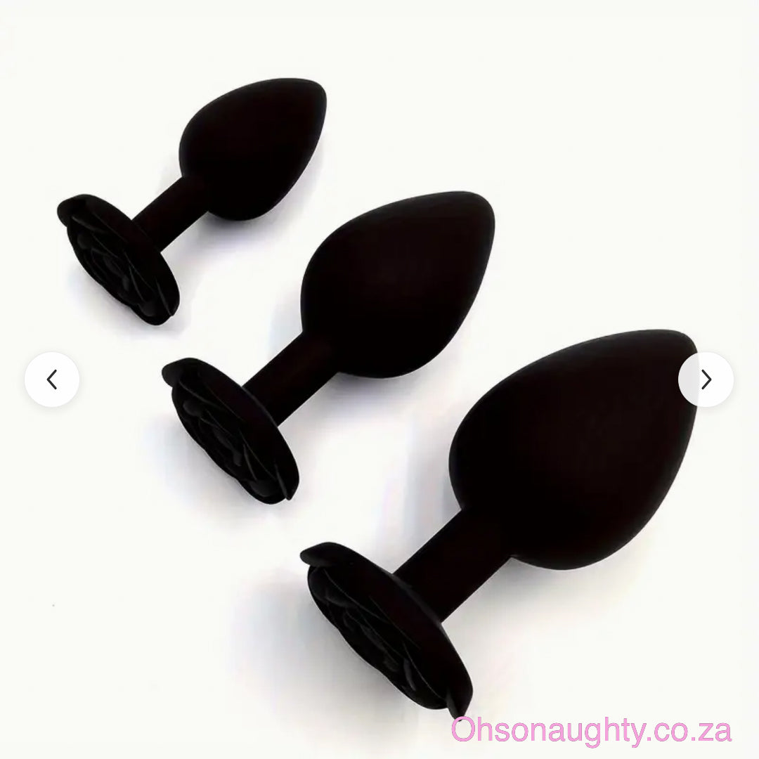 Rose Silicone Anal Plug- Black Oh So Naughty