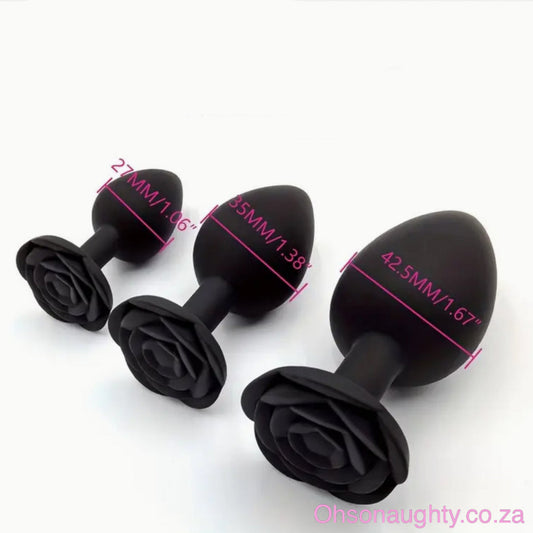 Rose Silicone Anal Plug- Black Oh So Naughty