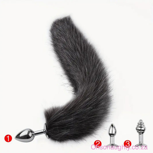 3pcs/set Detachable Faux Fur Fox Tail Metal Butt Plug Oh So Naughty