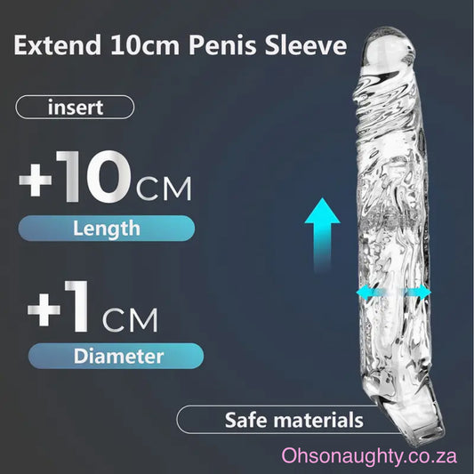Extend with 10 cm Reusable Penis Sleeve - Transparent Oh So Naughty