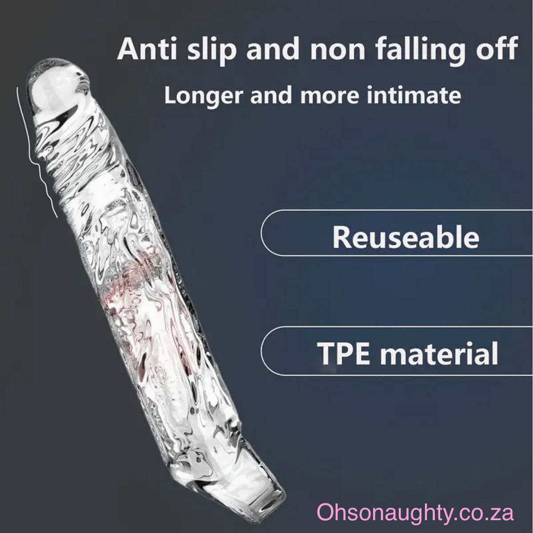 Extend with 10 cm Reusable Penis Sleeve - Transparent Oh So Naughty