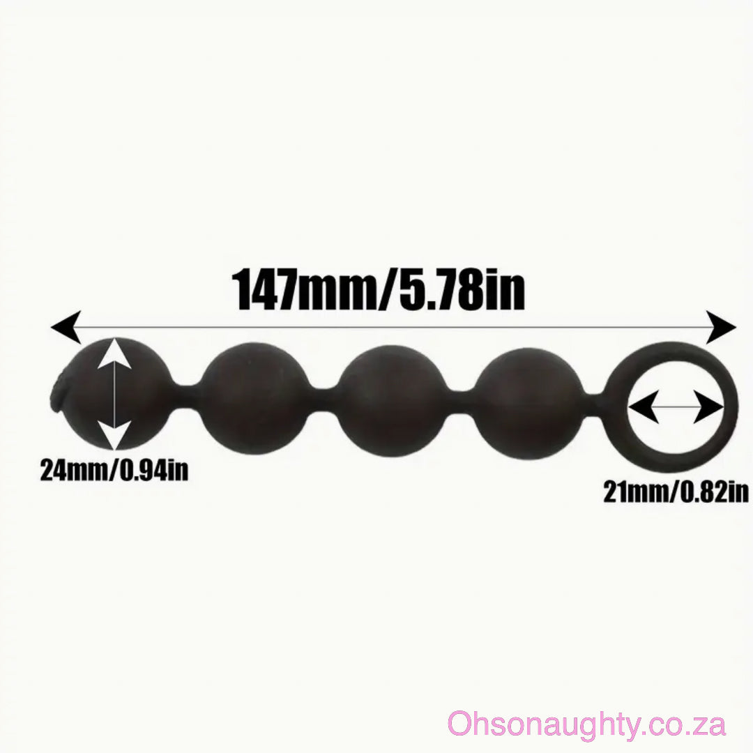 Silicone Anal Plug with Pull Beads Black Oh So Naughty